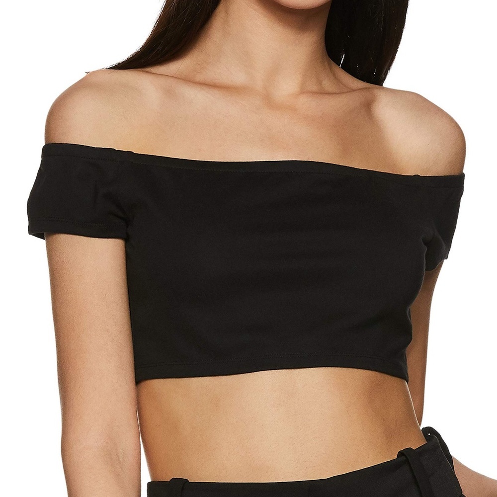 Forever 21 Black Fitted Crop Top